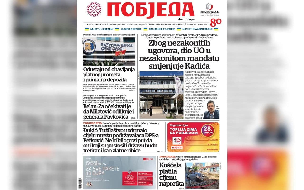 Pobjeda Novine Naslovnica