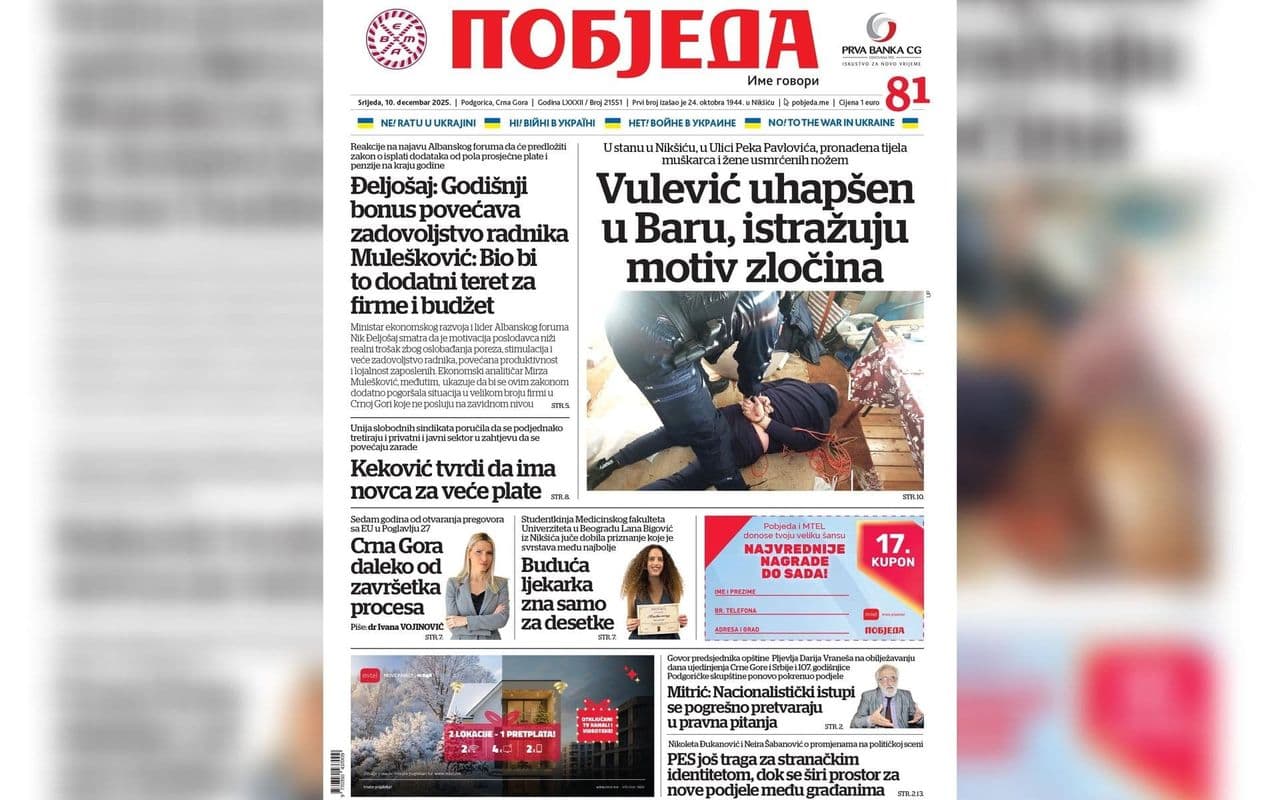 Pobjeda Novine Naslovnica