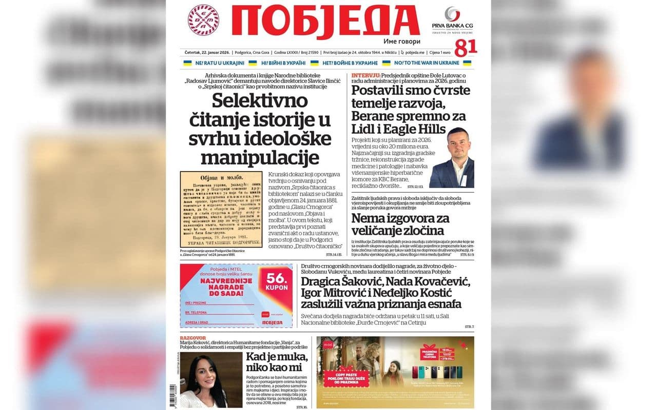 Pobjeda Novine Naslovnica