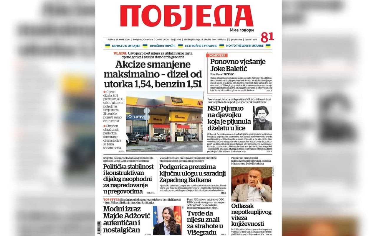 Pobjeda Novine Naslovnica