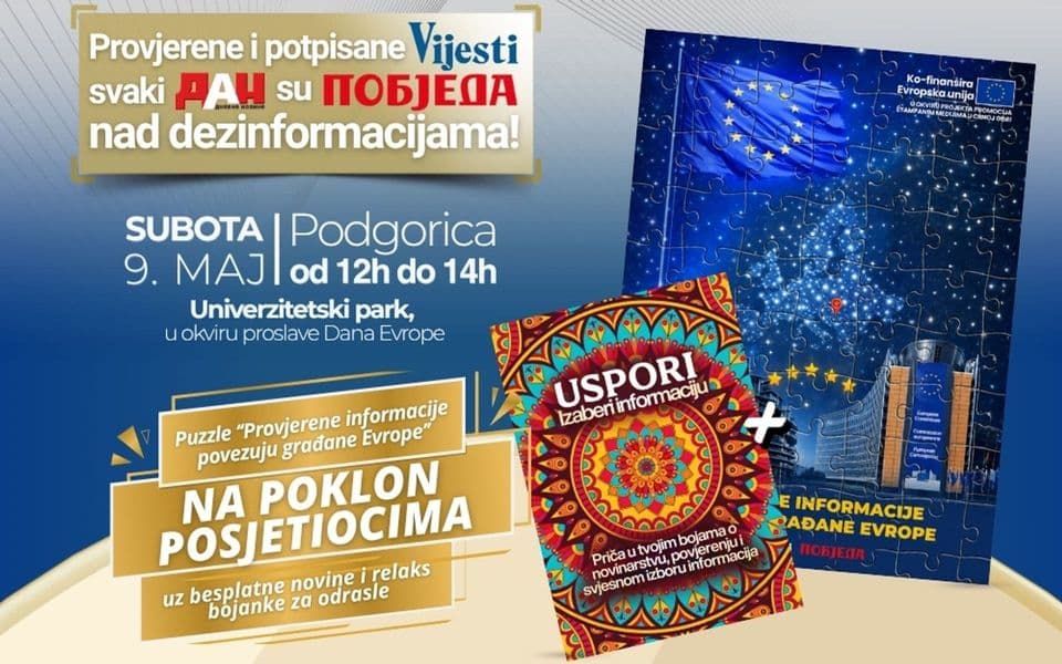 Provjerene informacije povezuju građane Evrope: Podrška štampanim medijima na proslavi Dana Evrope u Podgorici