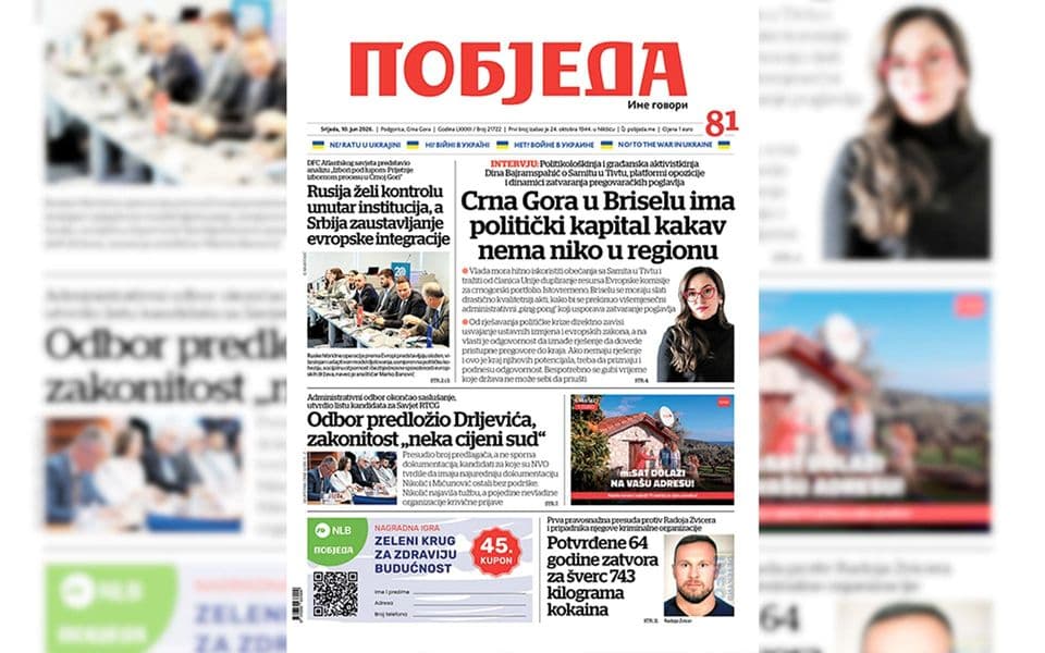 Naslovnica “Pobjede” 10. jun 2026.