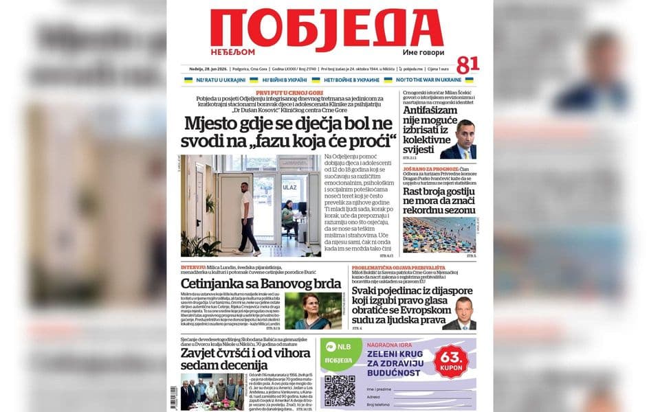 Naslovnica "Pobjede" 28. jun 2026.