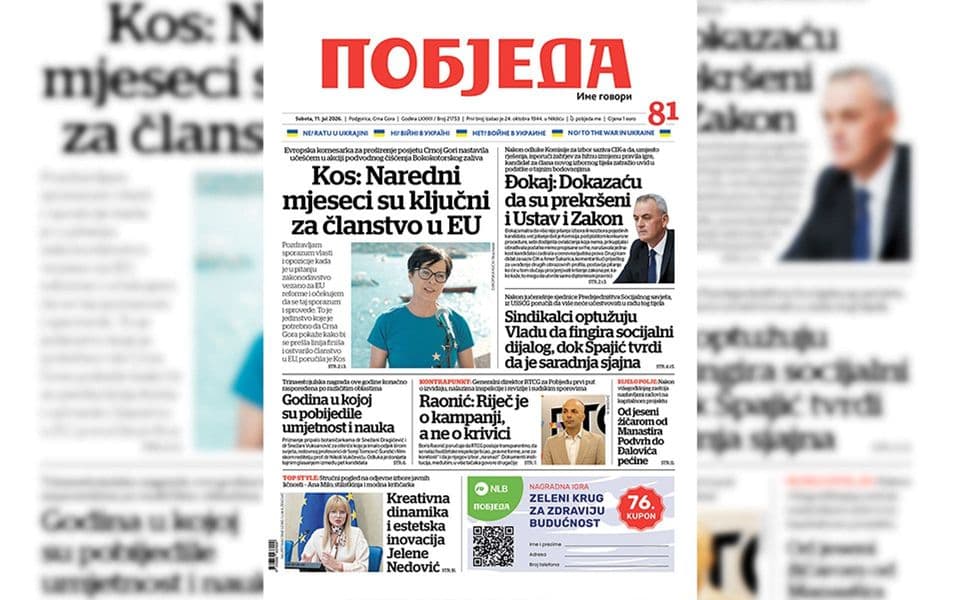 Naslovnica "Pobjede" 11. jul 2026