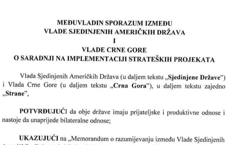 Šta piše u Istorijskom sporazumu Crne Gore i SAD: Američki kapital za jadransko jonsko koridor, energetiku, Luku Bar i tehnološki razvoj