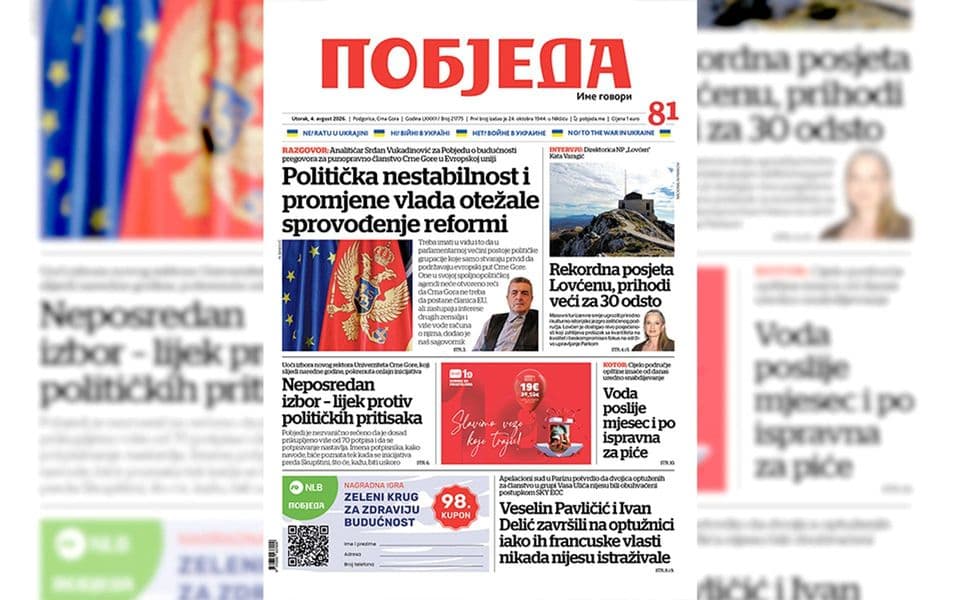Naslovnica "Pobjede" 4. avgust 2026.